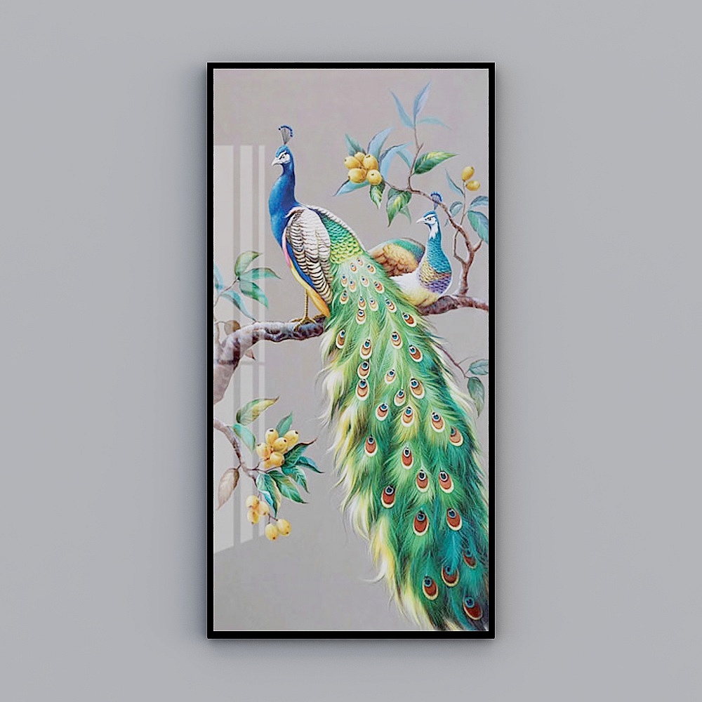 Tranh trang trí Elland mới của Trung Quốc Bắc Âu khung tranh tối giản Xuanguan lối đi hành lang nghệ thuật cá tính đơn phòng khách phòng ăn phòng ngủ tranh pha lê sứ Châu Âu con công xanh quý phái hiện đại treo tranh sang trọng