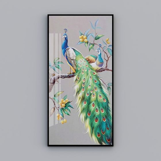 Tranh trang trí Elland mới của Trung Quốc Bắc Âu khung tranh tối giản Xuanguan lối đi hành lang nghệ thuật cá tính đơn phòng khách phòng ăn phòng ngủ tranh pha lê sứ Châu Âu con công xanh quý phái hiện đại treo tranh sang trọng