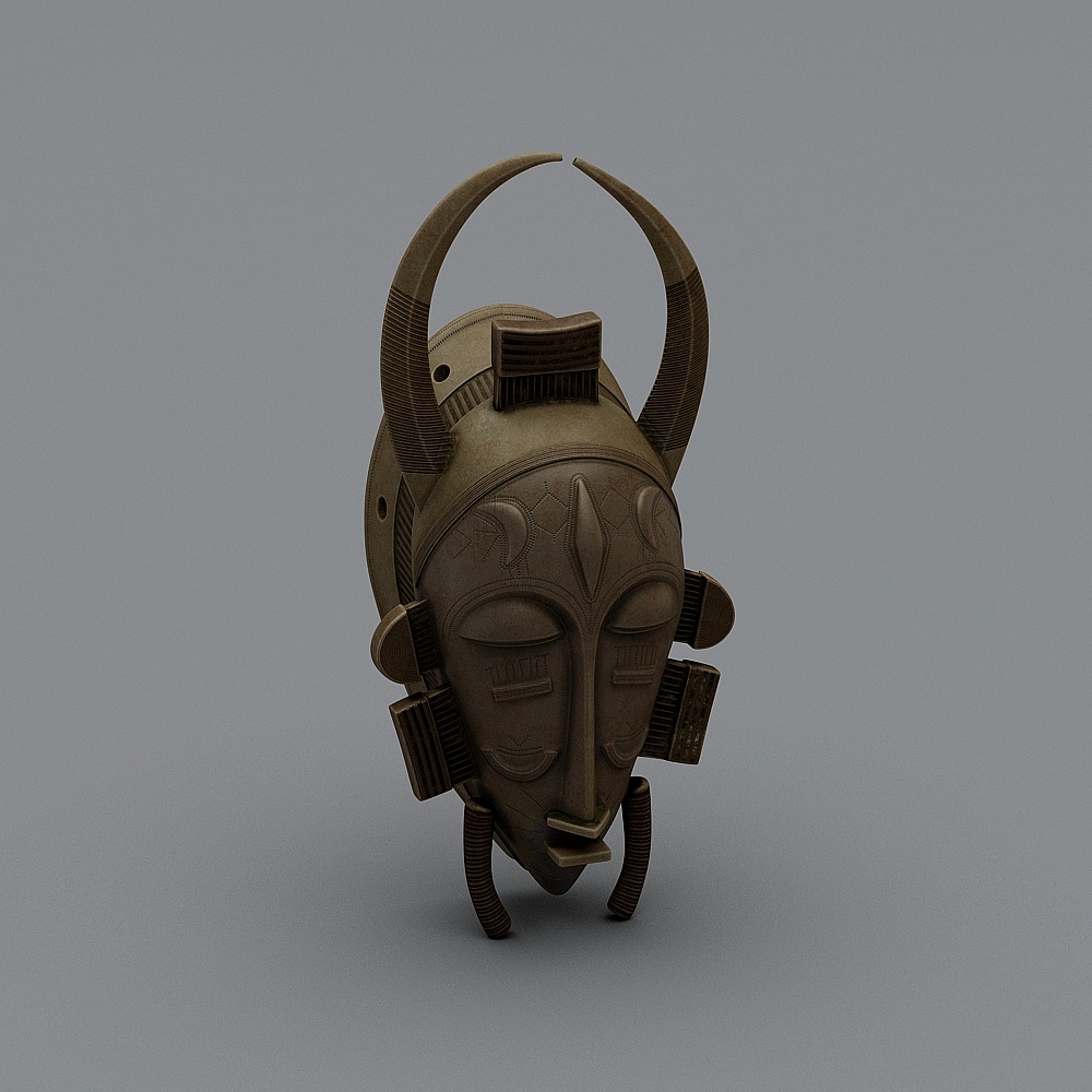 Unique African Art Mask 3D model