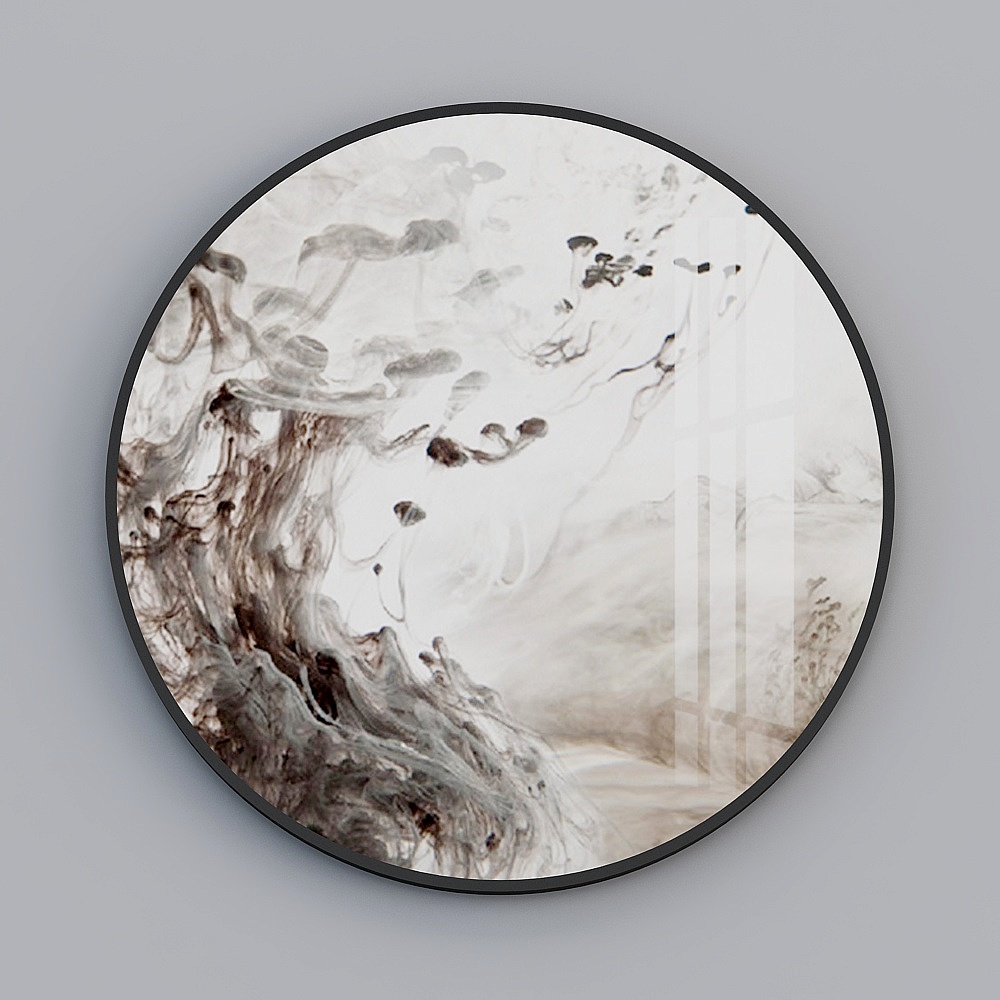 Elland decorative painting high-end  Nordic minimalist shape is circular personality art landscape painting ink painting living room dining room bedroom sofa bed abstract picture frame modern light luxury hanging painting