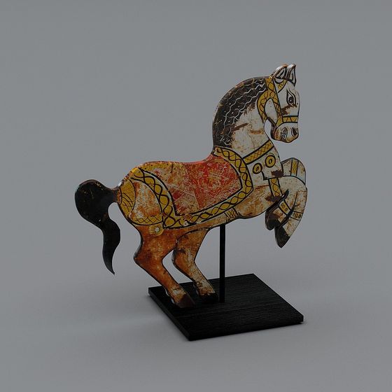 Vintage Carousel Horse 3D Model with Artistic Charm