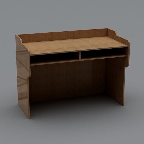 Stylish Wooden Desk 3D model for Modern Interiors