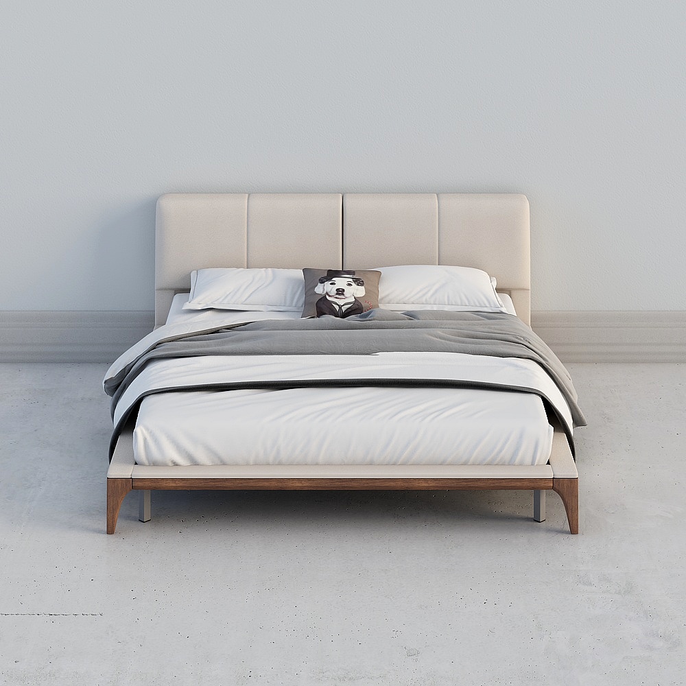 Uefa Art Sicilian/Italian minimalist modern leather soft bag back-to-back double wedding bed master bedroom 233S-25