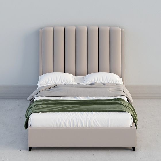 Elegant Low-Polygon 3D Bed Frame Model