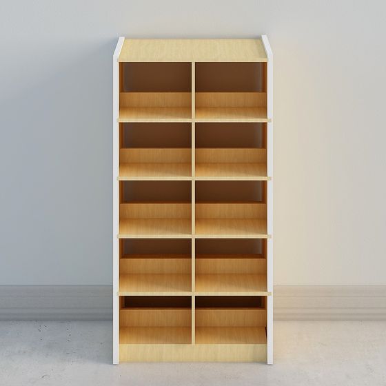 Earth Color Youth Area Bookcase 3D Model for Modern Rooms