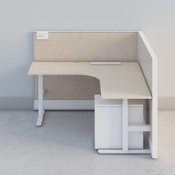 L-Shaped Lifting Table 3D Model for Office
