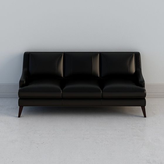 Stylish Black Leather Sofa 3D model