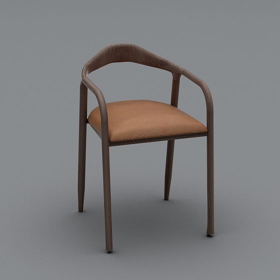 Elegant Curved Wooden Chair 3D model