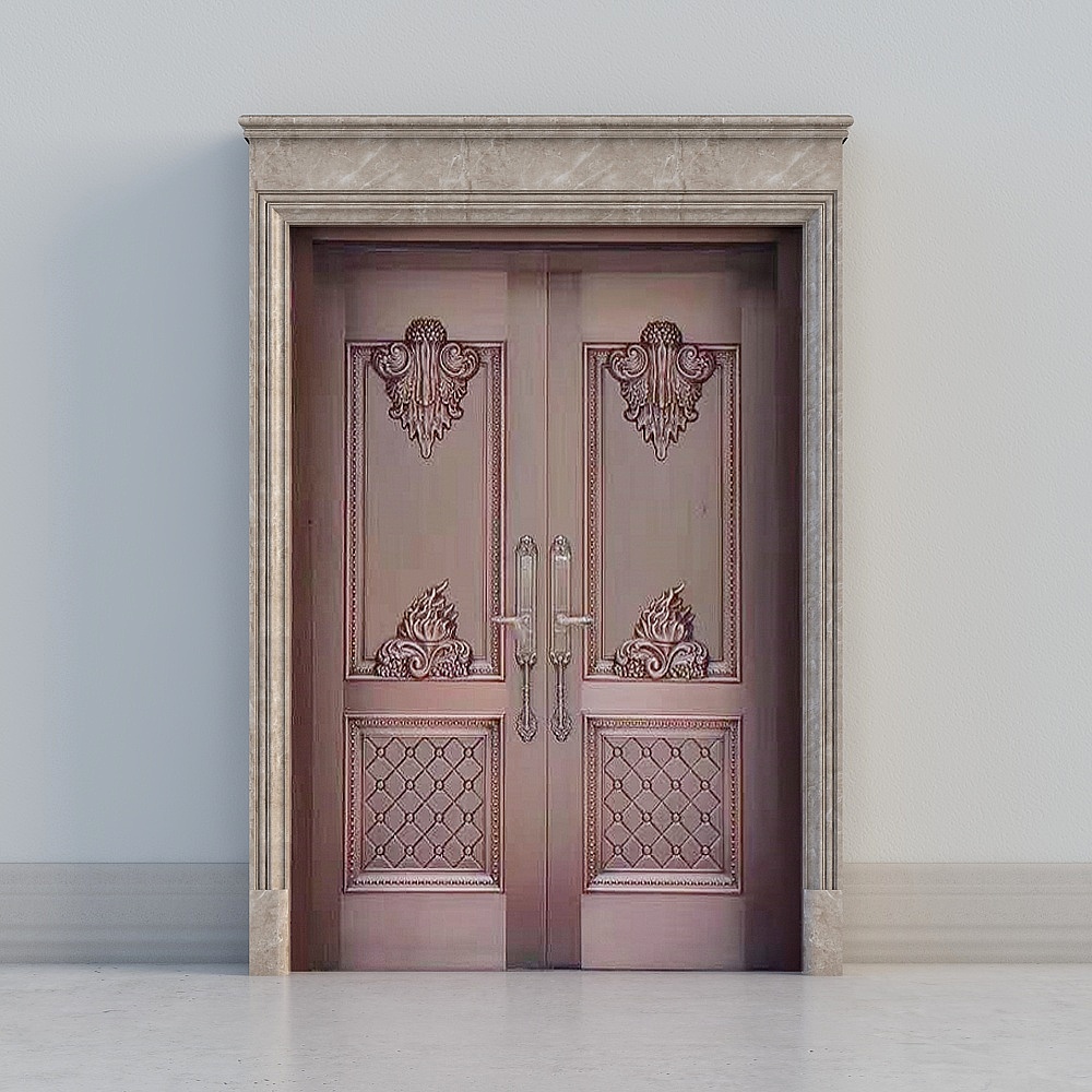 Traditional decorative beige double door