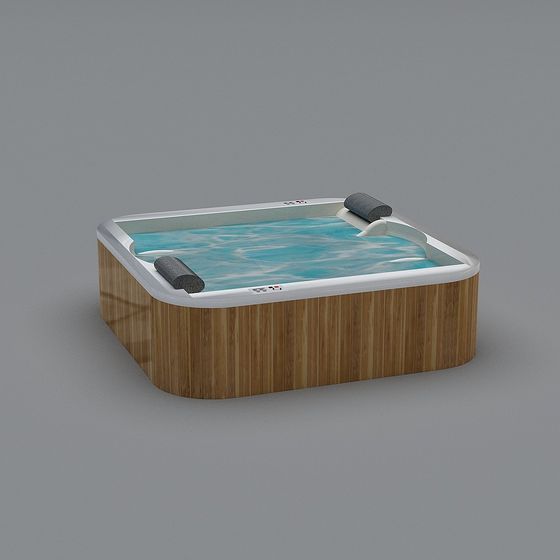 Minimalist Wooden Bathtub 3D model