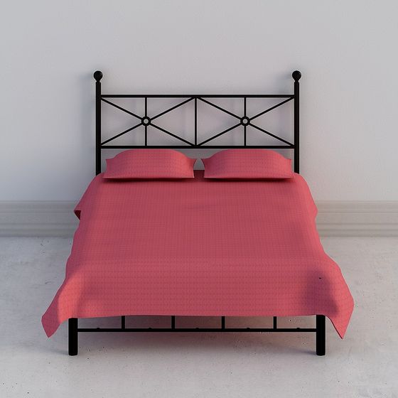 Elegant Low-Polygon Bed Frame 3D model for Modern Spaces