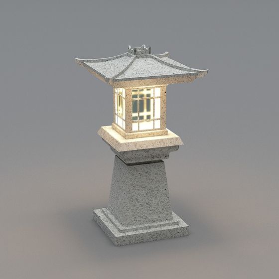 Oriental Aesthetic Stone Lighthouse 3D model