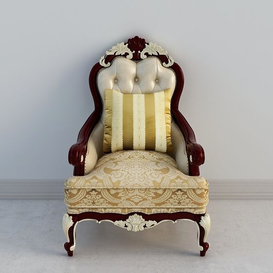 Elegant Armchair 3D Model Blend of Classical and Modern