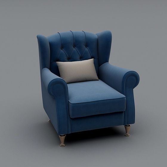 Elegant Vintage Wingback Chair 3D model