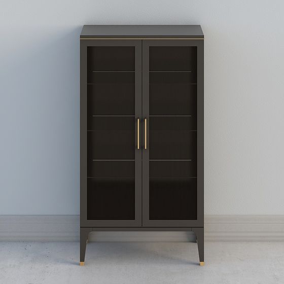 Elegant Glass Door Display Cabinet 3D model