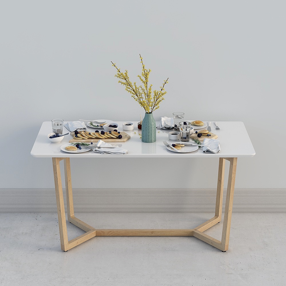 Low-Poly Modern Dining Table 3D Model