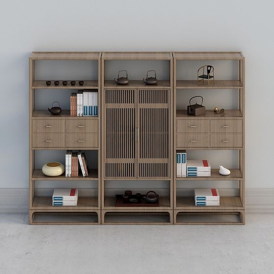 Zen-Inspired Bookshelf 3D model for Modern Aesthetics