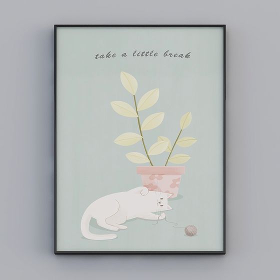 Charming Cat and Plant 3D model for Creative Projects