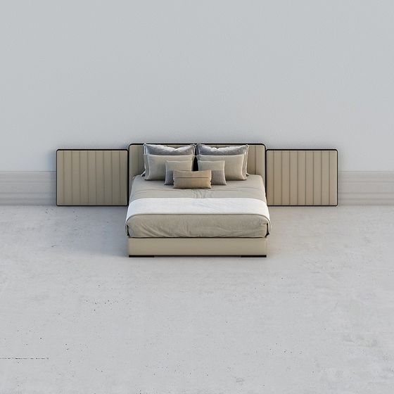 Stylish Low-Polygon Bed Frame 3D model for Modern Spaces