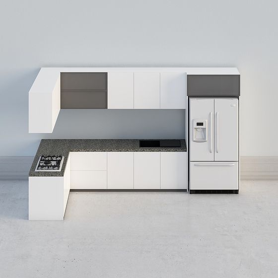 Elegant Low-Poly Kitchen 3D Model Design