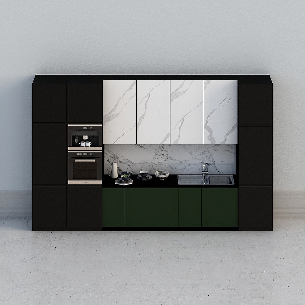 Modern Minimalist Kitchen Cabinet Doors 3D model
