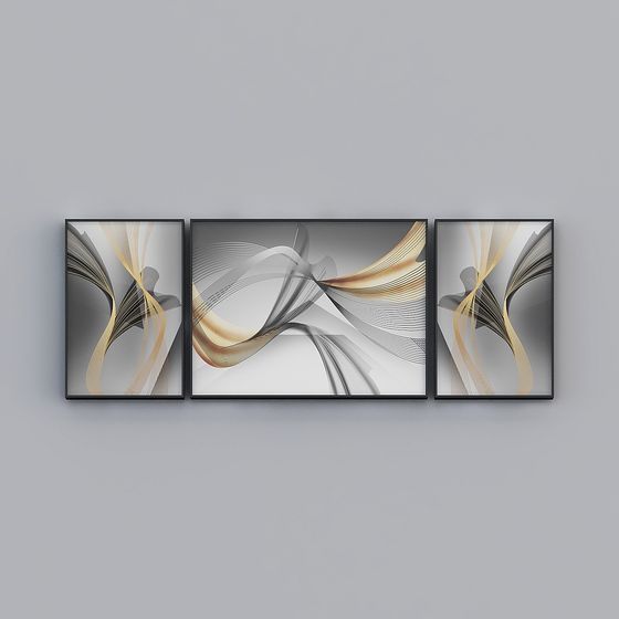 Flowing Triptych 3D model in Low-Polygon Style