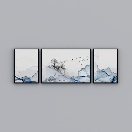 Serene Ink Landscape 3D Model Collection