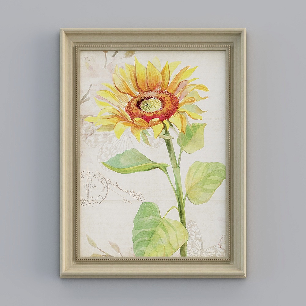 Modern American sunflower decoration painting flowers warm living room sun painting hanging restaurant dining room mural European wlpr-e-9