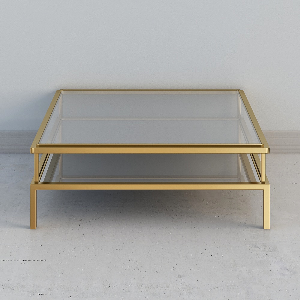 Yvonne Art Robert/Simply Modern Square Metal Double Glass Coffee Table Living Room Edge 200H-8