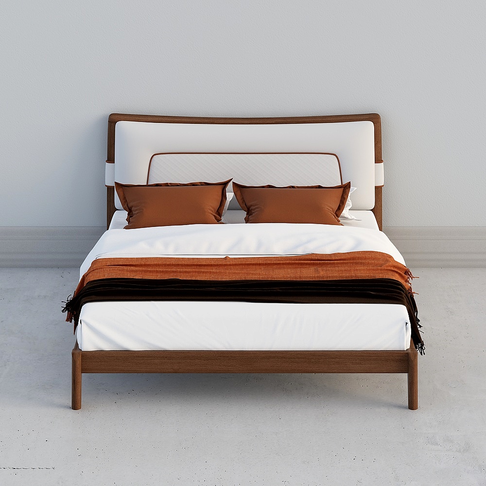 Elegant Modern Bed 3D model for Contemporary Interiors