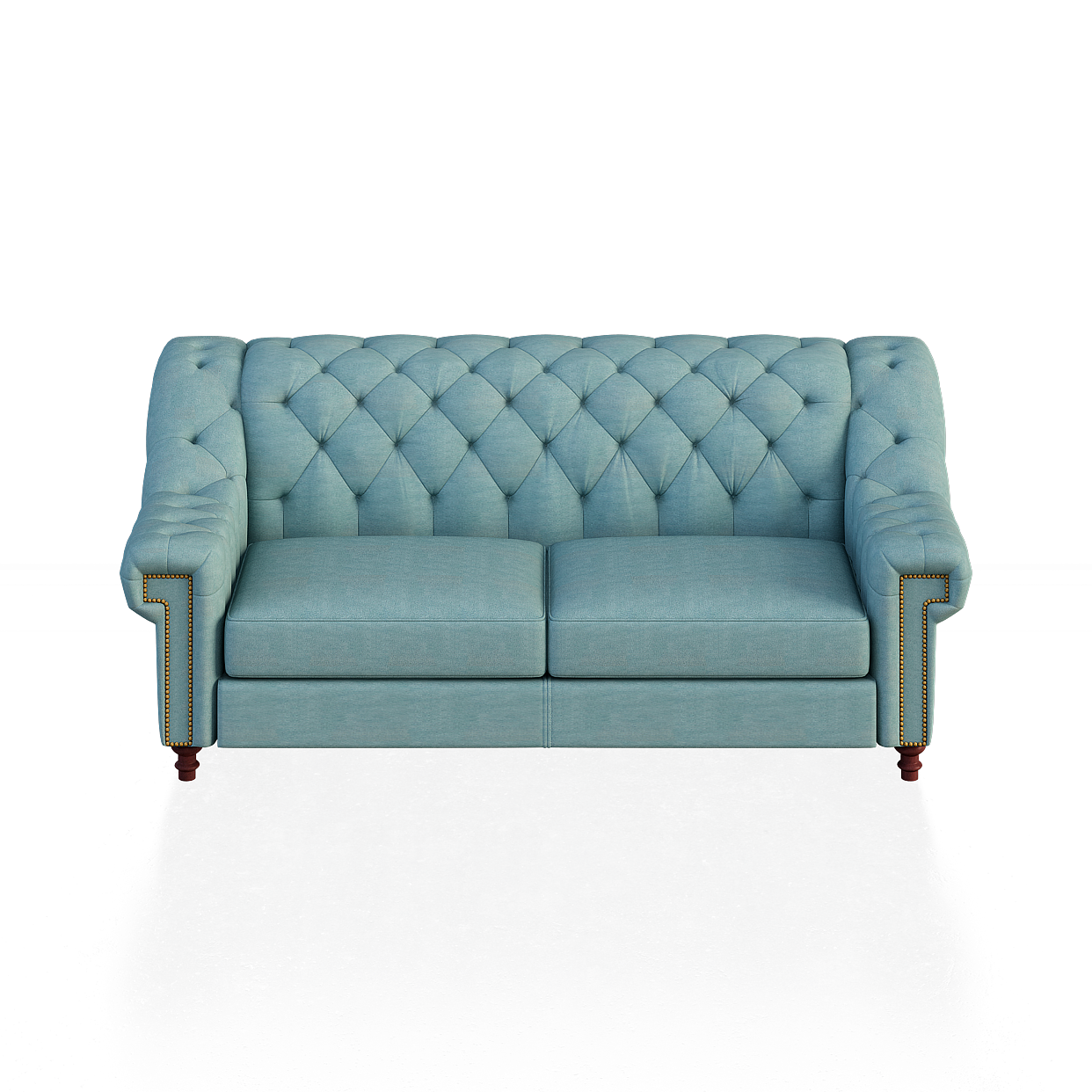 Vintage Chesterfield Sofa 3D Model – Classic Blue Fabric