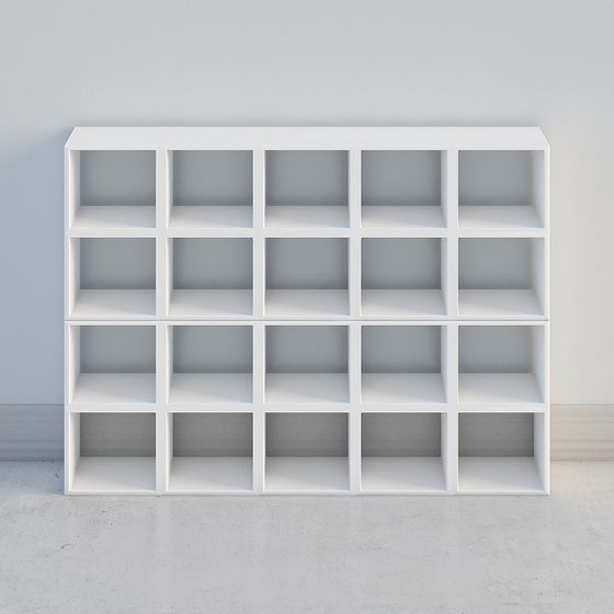 Sleek White Shelf Cabinet 3D Model for Organized Spaces