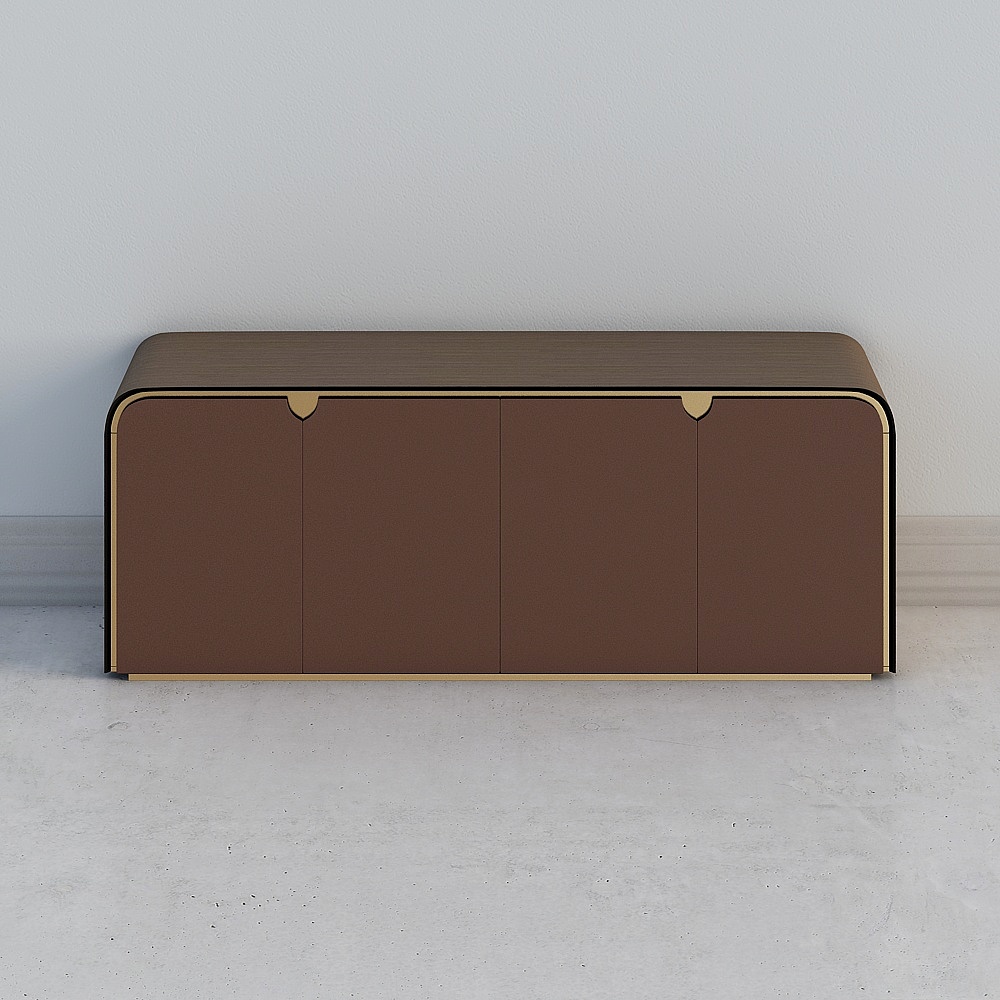 Rambo Walnut leather half-high side Cabinet