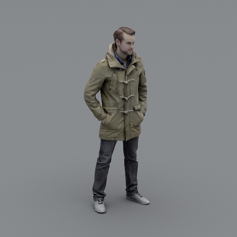 Stylish Green Coat 3D Model for Winter Fashion