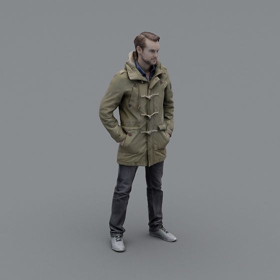 Stylish Green Coat 3D Model for Winter Fashion