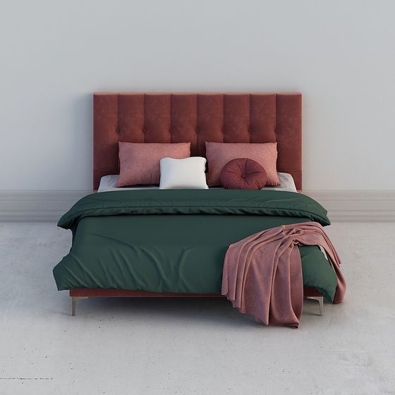 Elegant Low-Polygon 3D Model Bed Frame