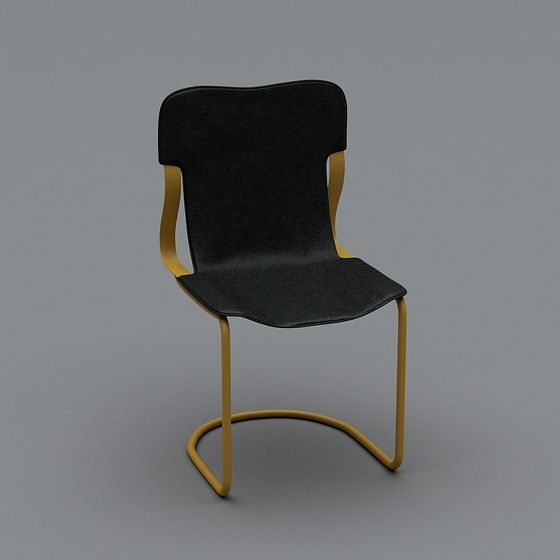 Elegant Black Leather Chair 3D model