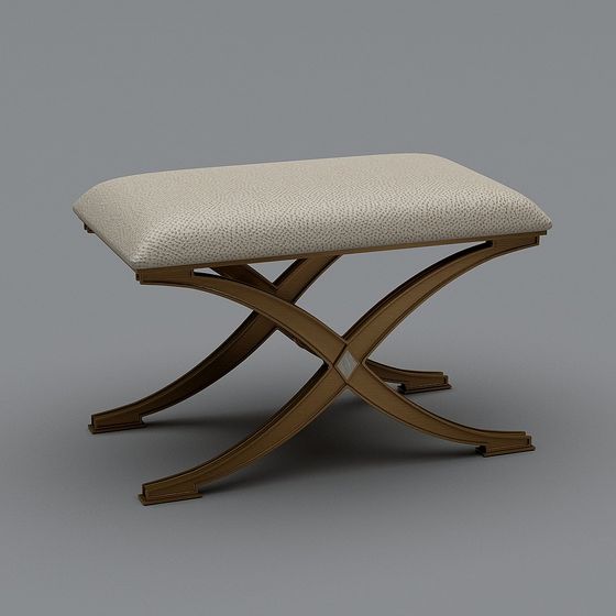 Elegant X-Shaped Stool 3D model for Modern Interiors
