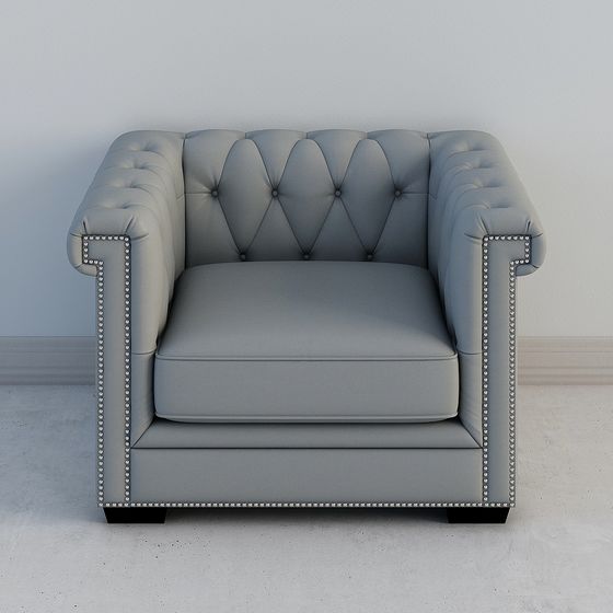 Yvonne Art Lange/Sofá americano retro de tres plazas y botones de cuero combinación de sala de estar moderna y ligera 287B-3