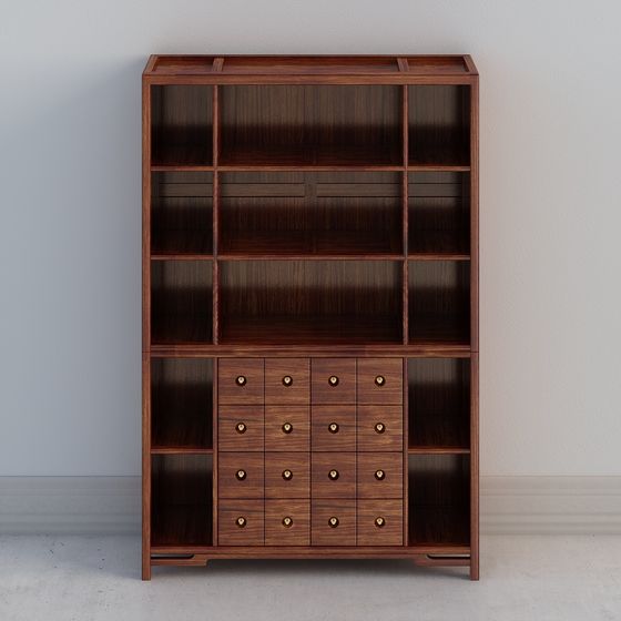 Elegant Low-Polygon Bookcase 3D model