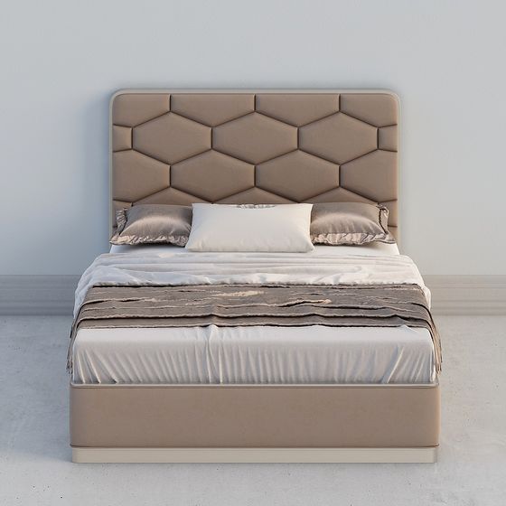 Elegant Low-Polygon Bed 3D model for Modern Interiors