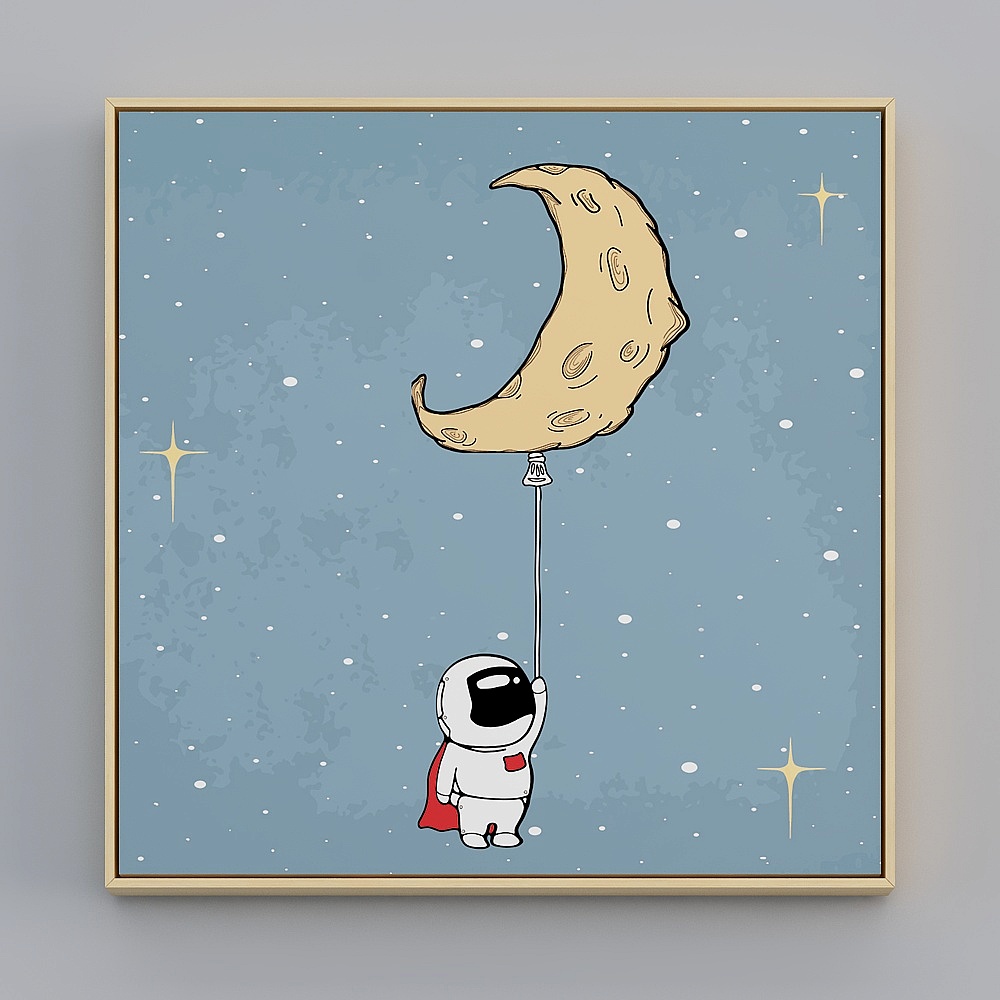 Cartoon austronaut painting for kids room