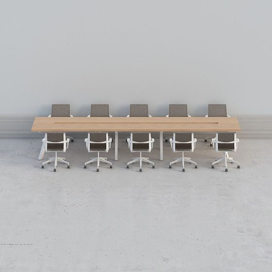Modern Minimalist Meeting Table and Chair Set 3D model