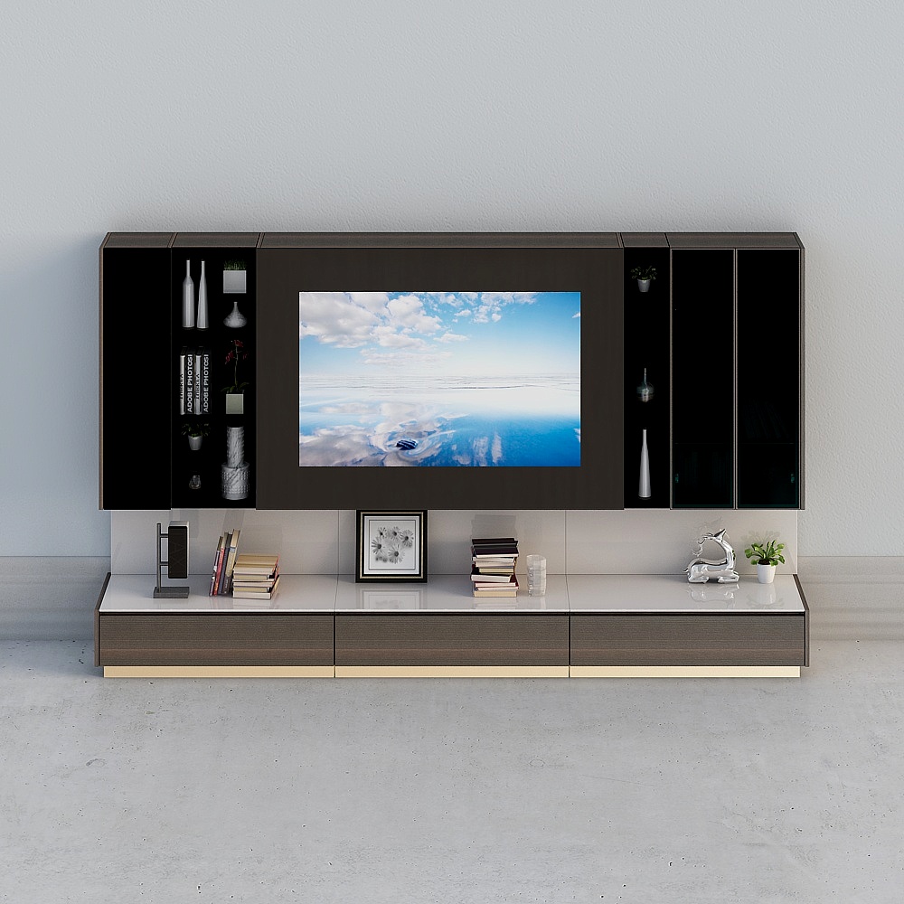 Elegant Low-Polygon TV Cabinet 3D Model