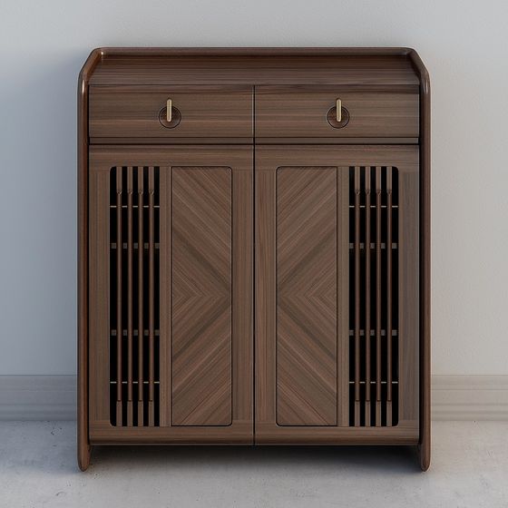 Stylish Wooden Cabinet 3D model for Interiors