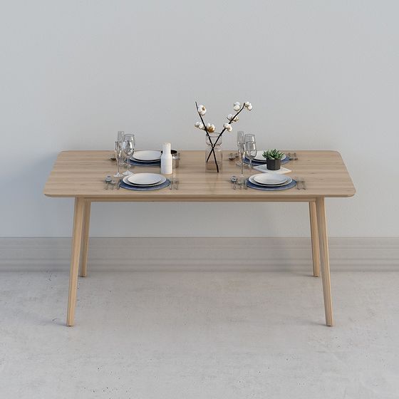 Elegant Low-Polygon Dining Table 3D model