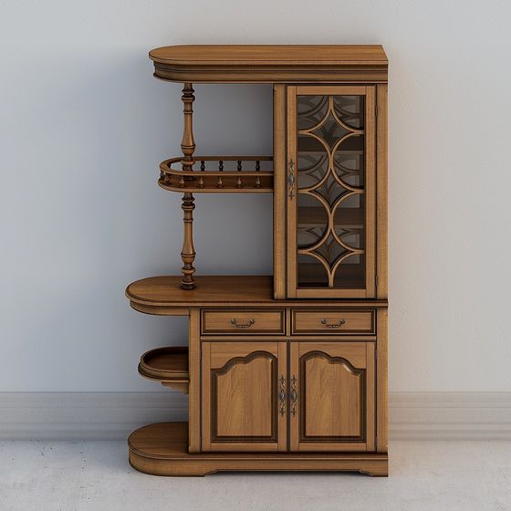 Vintage Wooden Wine Cabinet 3D model for Creative Spaces