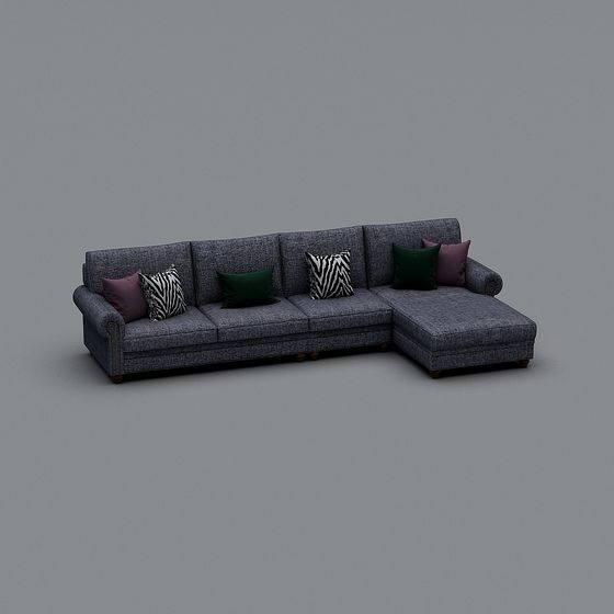 Stylish Low-Poly Modern Sofa 3D model