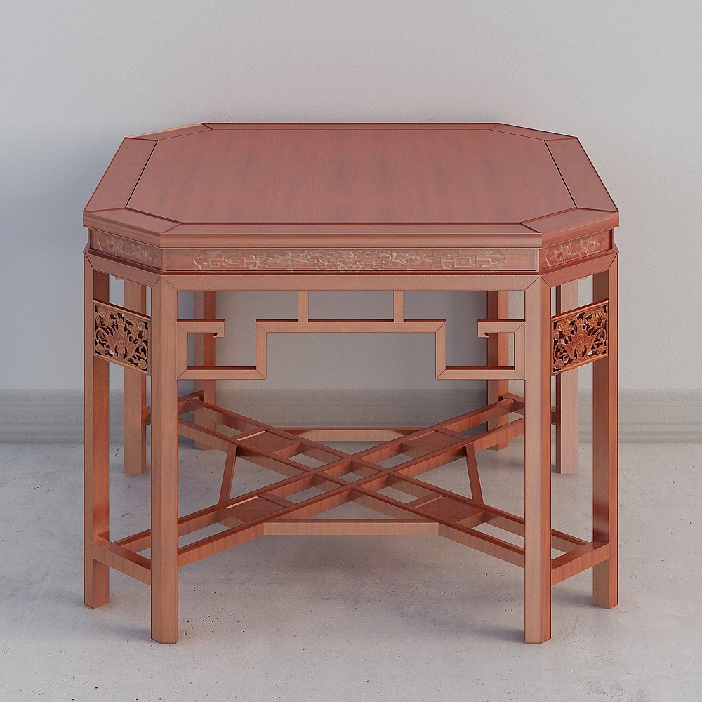 Elegant Oriental Aesthetic Table and Chair 3D Model