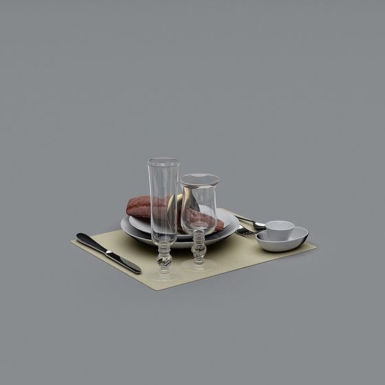 Elegant Tableware 3D model for Modern Aesthetics